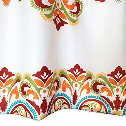 Lush Decor Clara Valance Paisley Damask Print Bohemian Style Single Curtain, 52"W x 18"L, Turquiose & Tangerine