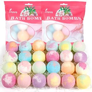 ihave bath bombs for women, 24 small lush bath bomb bubble bath set spa gifts for women, natural handmade bath bombs rich in essential oils, romantic gifts for her, multicolor, small (pack of 24)