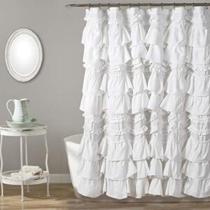 lush decor, white kemmy shower curtain, 72″ x 72″