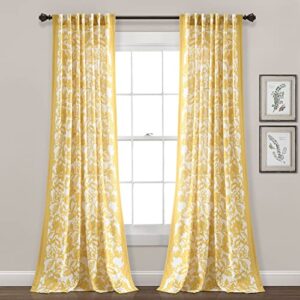 lush decor emma textured jacobean window curtain panel (single panel), 84″ l x 52″ w, yellow