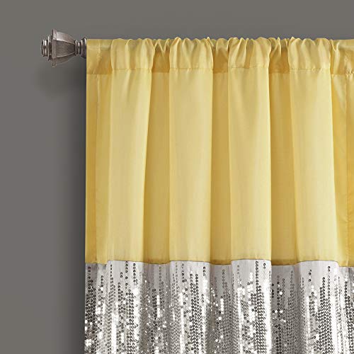 Lush Decor Night Sky Window Curtain Panel for Living, Bedroom, Dining Room (Single Curtain), 42"W x 84"L, Yellow & Gray