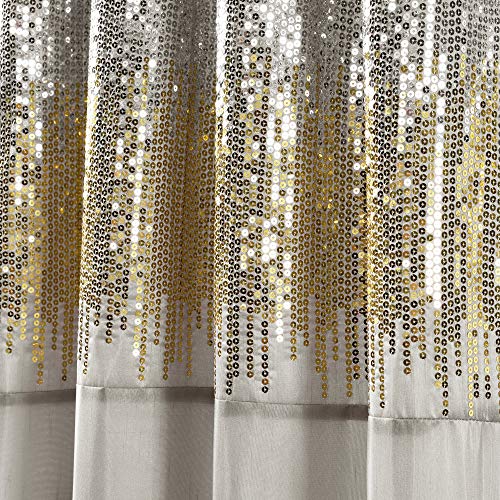 Lush Decor Night Sky Window Curtain Panel for Living, Bedroom, Dining Room (Single Curtain), 42"W x 84"L, Yellow & Gray