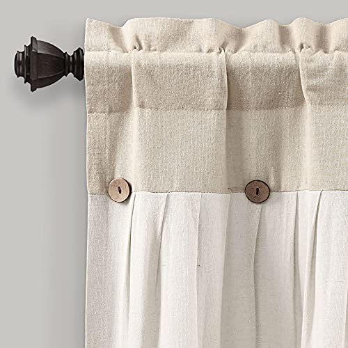 Lush Decor Linen Button Farmhouse Valance, 18"L x 84"W, Linen