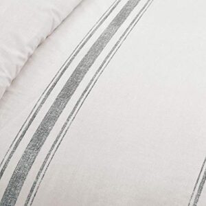 Lush Decor Farmhouse Stripe 3 Piece Duvet Cover Set, Full/Queen, Gray