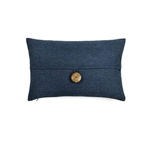 lush decor clayton woven button decorative pillow cover, 13″ x 20″, navy