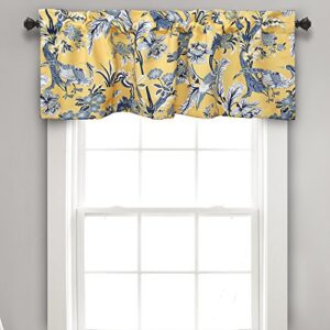 lush decor dolores valance bird floral print single curtain, 18″ x 52″, yellow