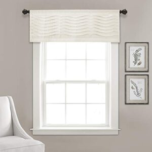 lush decor, cream wave texture valance | pleated ruffle fold window kitchen curtain (single), 18” x 52