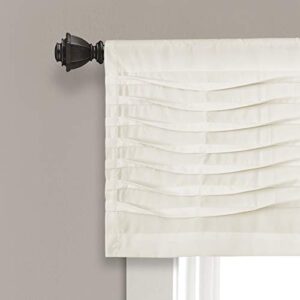 Lush Decor, Cream Wave Texture Valance | Pleated Ruffle Fold Window Kitchen Curtain (Single), 18” x 52