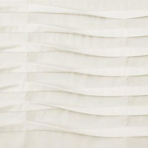 Lush Decor, Cream Wave Texture Valance | Pleated Ruffle Fold Window Kitchen Curtain (Single), 18” x 52