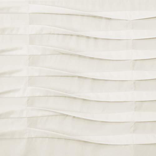 Lush Decor, Cream Wave Texture Valance | Pleated Ruffle Fold Window Kitchen Curtain (Single), 18” x 52