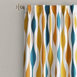 Lush Decor Mid Century Geo Room Darkening Window Curtain Panel Pair, 95" Long x 52" Wide, Turquoise & Orange