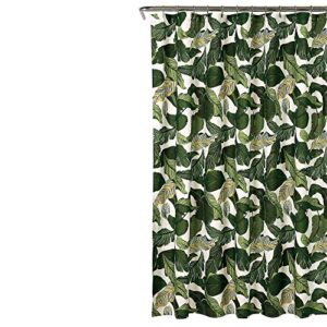 Lush Decor, Green Tropical Paradise Shower Curtain-Fabric Leaf Rainforest Island Print Design, 72" x 72"