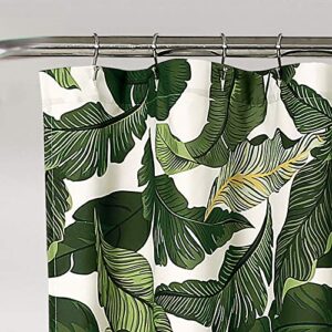 Lush Decor, Green Tropical Paradise Shower Curtain-Fabric Leaf Rainforest Island Print Design, 72" x 72"