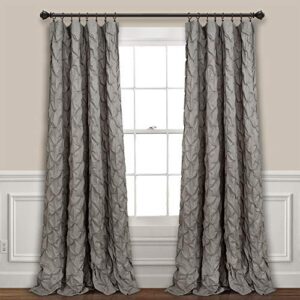 lush decor ravello pintuck vintage chic farmhouse curtains, single curtain panel, 52″w x 84″l, gray