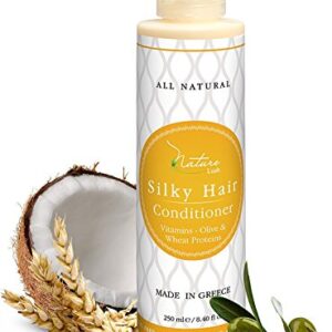 Nature Lush Organic Olive Silky Hair Conditioner - Sulfate Free Treatment - Powerful Stimulator for Hair Roots - Daily Use for Men & Women - Provides Vital Vitamins & Proteins 8.4 oz