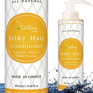 Nature Lush Organic Olive Silky Hair Conditioner - Sulfate Free Treatment - Powerful Stimulator for Hair Roots - Daily Use for Men & Women - Provides Vital Vitamins & Proteins 8.4 oz