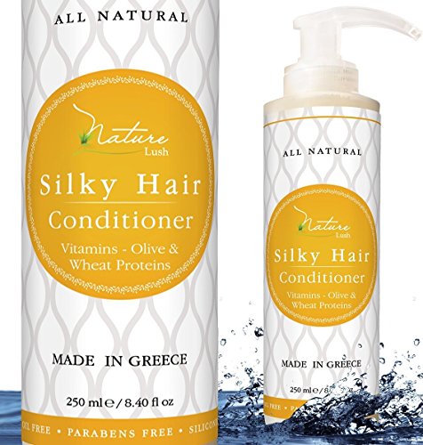 Nature Lush Organic Olive Silky Hair Conditioner - Sulfate Free Treatment - Powerful Stimulator for Hair Roots - Daily Use for Men & Women - Provides Vital Vitamins & Proteins 8.4 oz