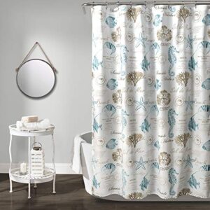 lush decor blue 72 ‘ x 1 harbor life shower curtain, 72″ x 72″, blue & taupe, 72 in x 72