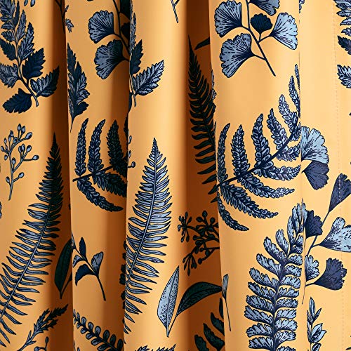 Lush Decor Yellow-and-Blue Devonia Room-Darkening Window Curtain Set (84" x 52")