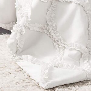 Lush Decor Avon Comforter Ruffled 3 Piece Bedding Set with Pillow Shams, King, White