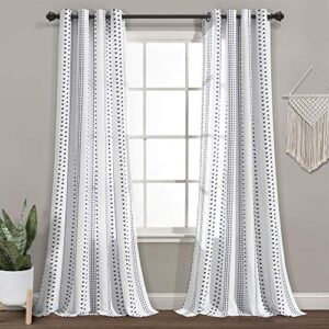 lush decor hygge stripe window curtain panel pair, 95″ long x 52″ wide, navy & white