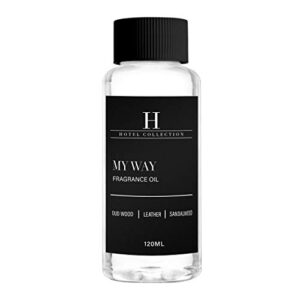 hotel collection – my way essential oil scent – luxury hotel inspired aromatherapy scent diffuser oil – lush sandalwood, warm virginia cedar, & beautiful iris – for essential oil diffusers – 120ml