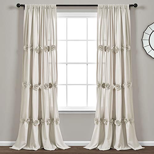 Lush Decor, Neutral Darla Window Curtain Single Panel, 84" x 40"