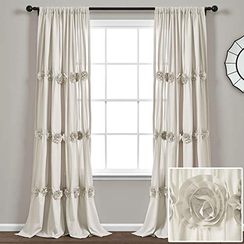 Lush Decor, Neutral Darla Window Curtain Single Panel, 84" x 40"