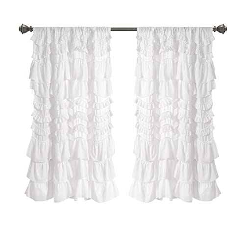 Lush Decor Kemmy Window Curtain Panel (Single), 63" Long x 52" Wide, White