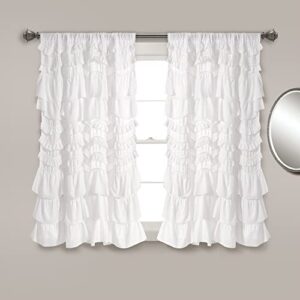 lush decor kemmy window curtain panel (single), 63″ long x 52″ wide, white