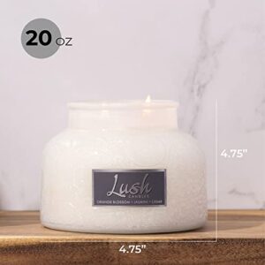 A Cheerful Giver - Orange Blossom Jasmine Cedar - 20oz Large Scented Candle Jar with Lid- Lush - 95 Hours of Burn Time, Gift for Women, White