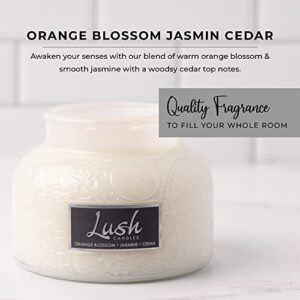 A Cheerful Giver - Orange Blossom Jasmine Cedar - 20oz Large Scented Candle Jar with Lid- Lush - 95 Hours of Burn Time, Gift for Women, White