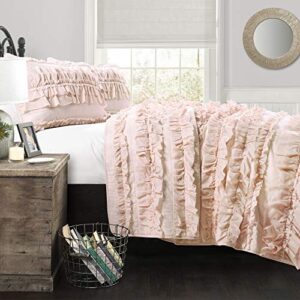 lush décor belle 3 piece ruffled quilt – pink blush – full/queen quilt set