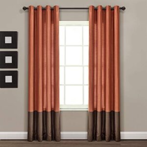 lush decor, 54 x 95, brown/rust white/gray prima window curtains panel set for living, dining room, bedroom (pair), 54 x 84-inch, l