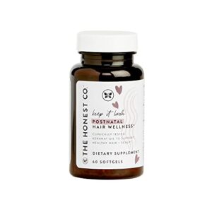 the honest company keep it lush daily postnatal hair wellness supplement | vegan, nsf-certified, non-gmo | 60 count softgels