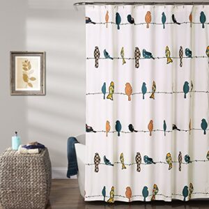 lush decor rowley birds shower curtain – floral animal bird print design for bathroom, 72” x 72”, multicolor