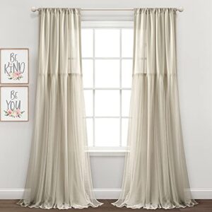 lush decor tulle skirt solid window curtain panel pair, 84″ l x 40″ w, neutral