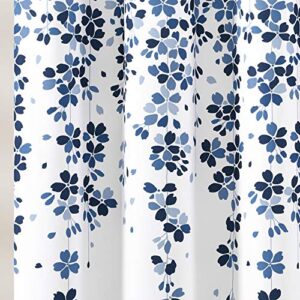 Lush Decor Weeping Flower Shower Curtain-Fabric Floral Vine Print Design, 72" x 72", Navy & Blue
