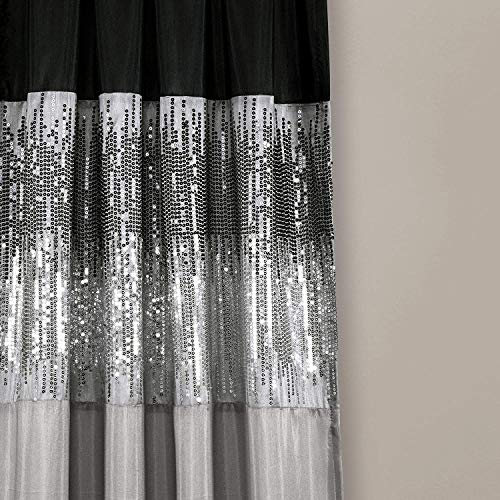 Lush Decor Night Sky Window Curtain Panel for Living, Bedroom, Dining Room (Single Curtain), 42"W x 84"L, Silver & Black