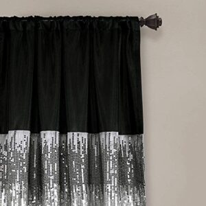 Lush Decor Night Sky Window Curtain Panel for Living, Bedroom, Dining Room (Single Curtain), 42"W x 84"L, Silver & Black