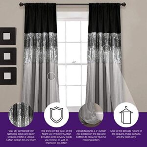 Lush Decor Night Sky Window Curtain Panel for Living, Bedroom, Dining Room (Single Curtain), 42"W x 84"L, Silver & Black