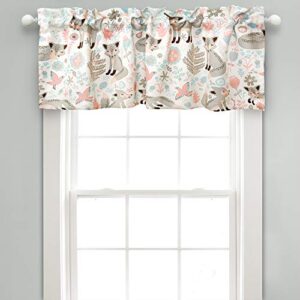 lush decor pixie fox room darkening window valance, 18″ x 52″ + 2″ header, gray curtain valence, pink & gray