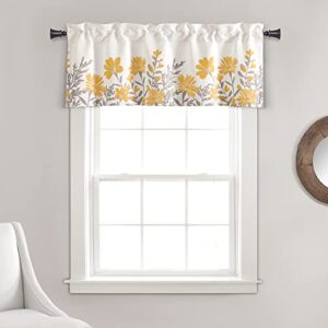 lush decor aprile light filtering window curtain valance, 18″ l x 52″ w, yellow & gray