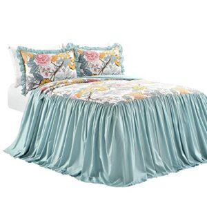 Lush Decor Sydney Floral Leaf 3 Piece Bedspread Set, Queen, Blue & Yellow