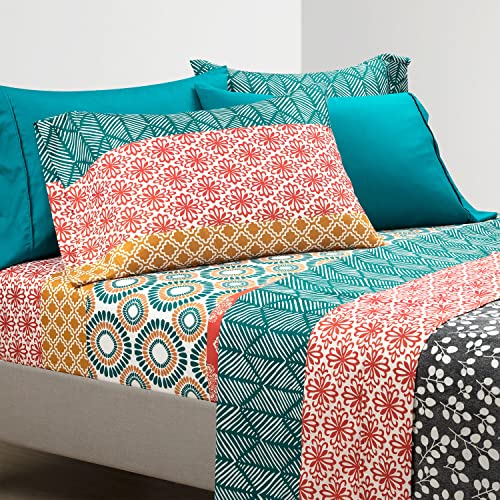 Lush Decor Bohemian Striped Sheet Sets, Queen Sheets, Turquoise & Orange