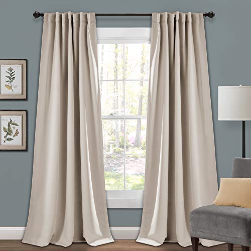 Lush Decor Insulated Back Tab Blackout Window Curtain Panel Pair, 84" L x 52" W, Wheat