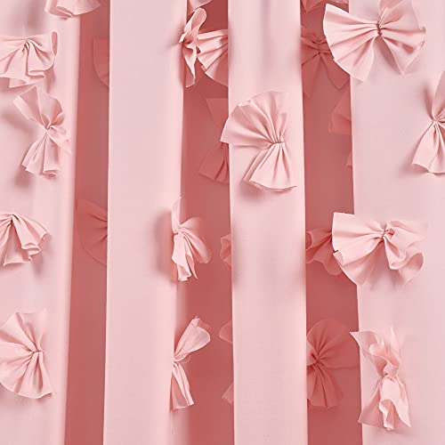 Lush Decor Riley Window Curtain Sheer Ruffled Textured Bow Window Panel for Living, Dining Room, Bedroom (Single), 54"W x 84"L, Pink