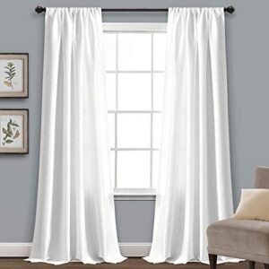 lush decor, white venetian solid color window panel for living, dining, bedroom (single curtain), 84” x 54