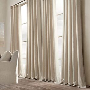 lush decor belgian flax prewashed linen rich cotton blend window curtain panel (single panel), 96″ l x 50″ w, linen