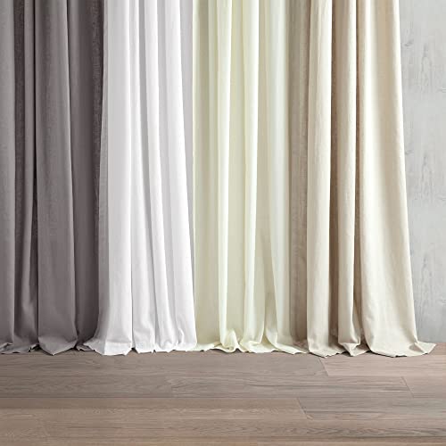 Lush Decor Belgian Flax Prewashed Linen Rich Cotton Blend Window Curtain Panel (Single Panel), 96" L x 50" W, Linen